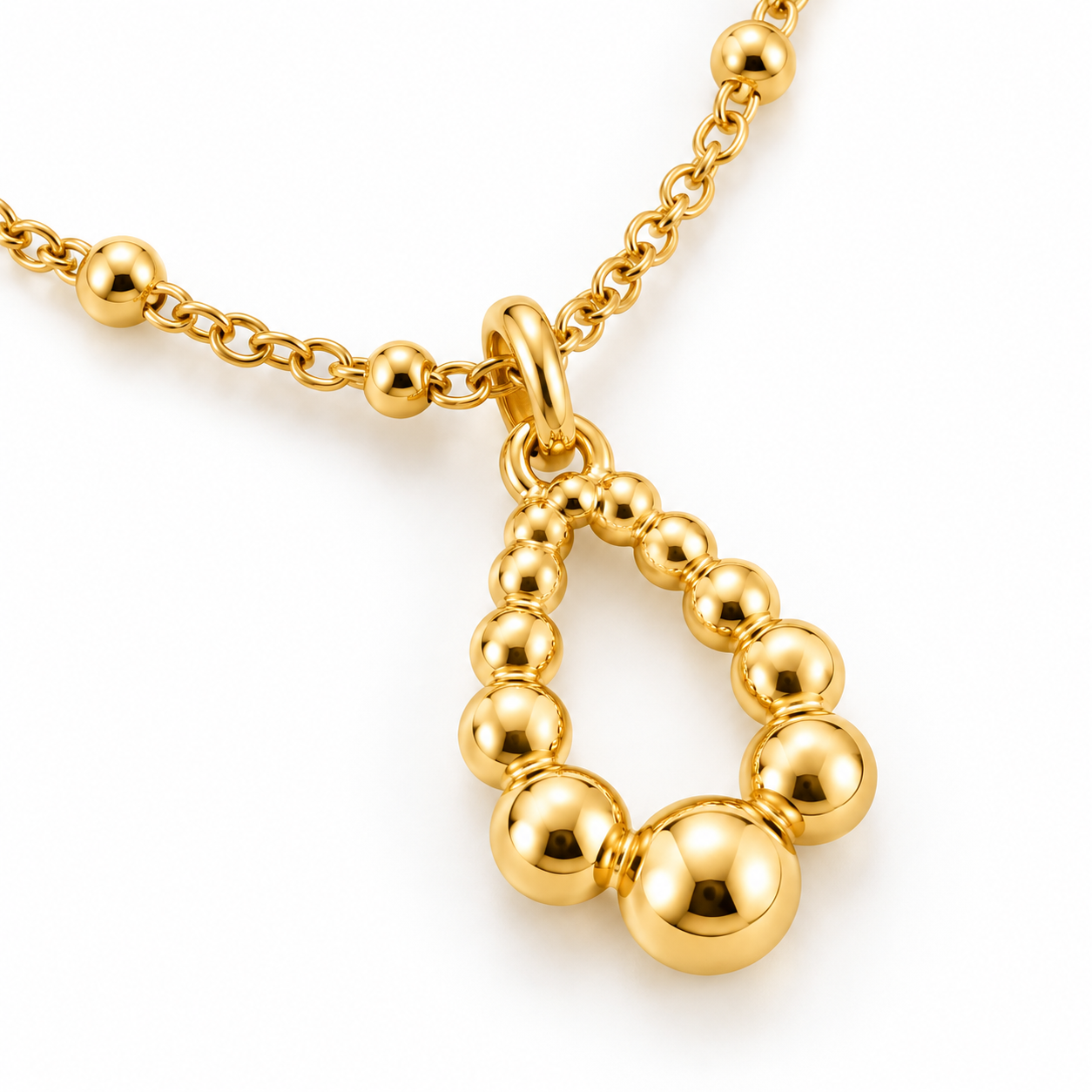 Gold Beaded Teardrop Pendant