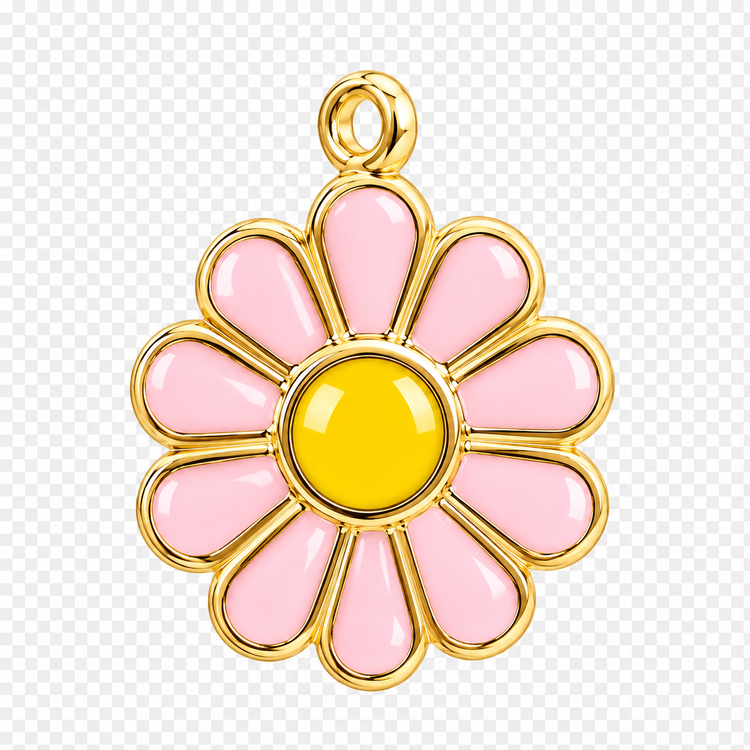 Pink Daisy Enamel Charm