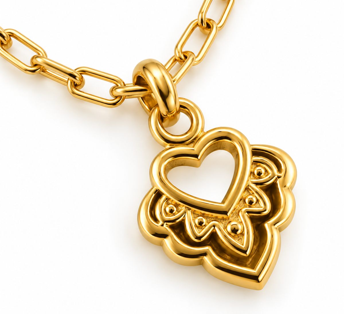 Filigree Open‑Heart Charm Pendant