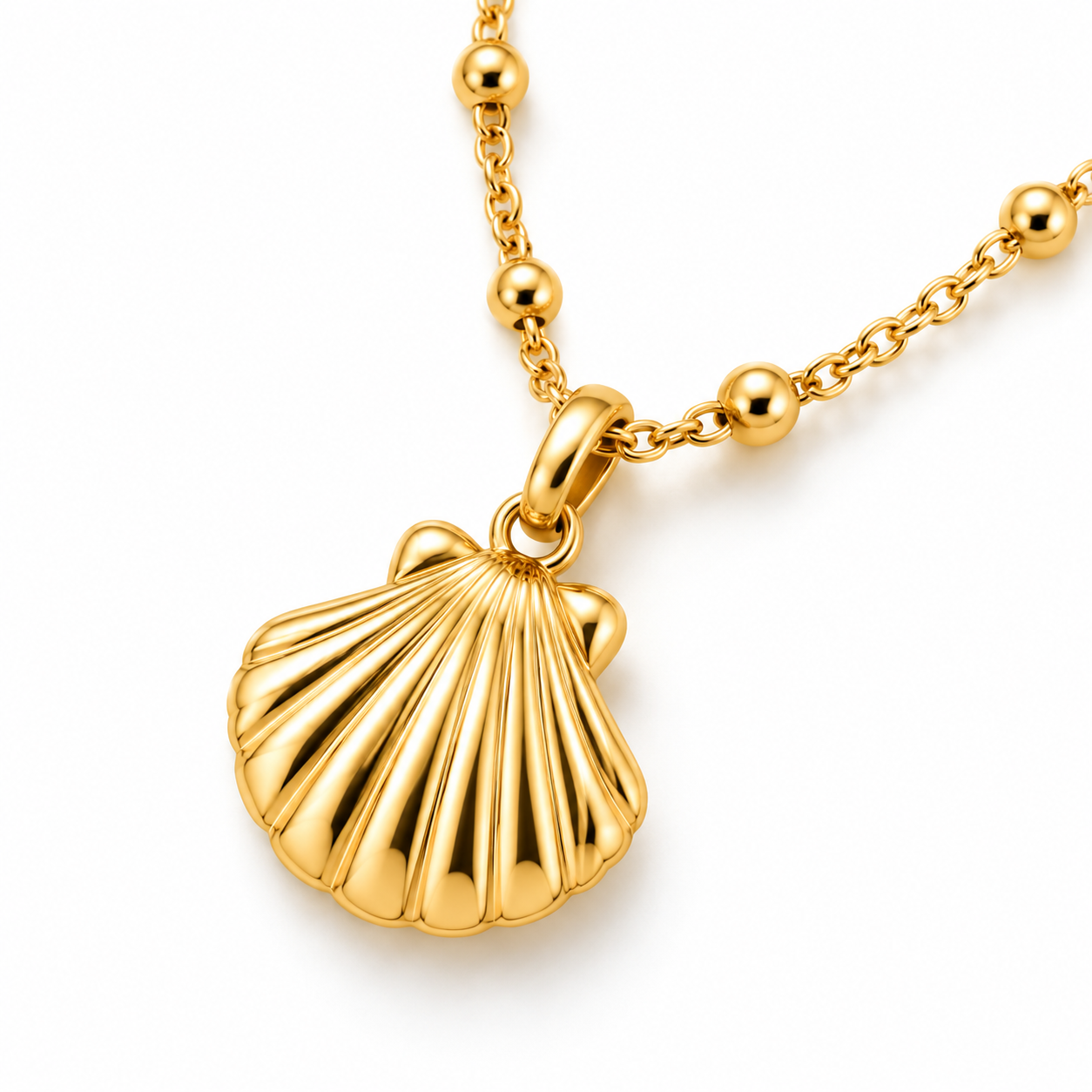 Scallop Shell Bow Charm Pendant