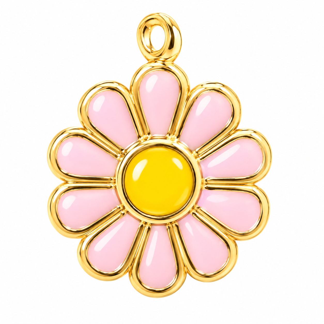 Pink Daisy Enamel Charm