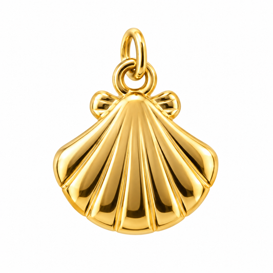 Scallop Shell Bow Charm Pendant