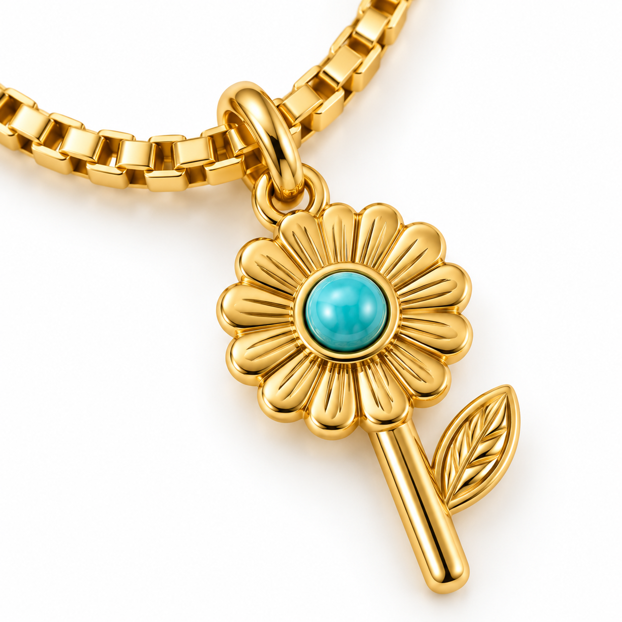 Turquoise Wildflower Charm Pendant