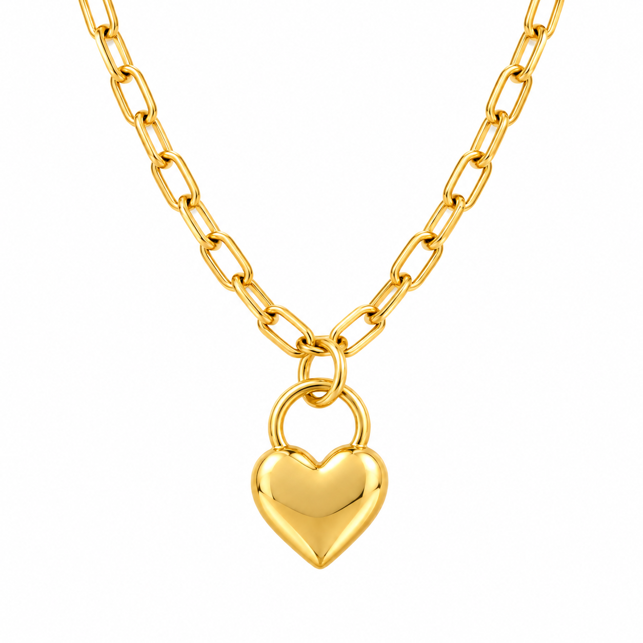 Amora Puffed Heart Lock Pendant